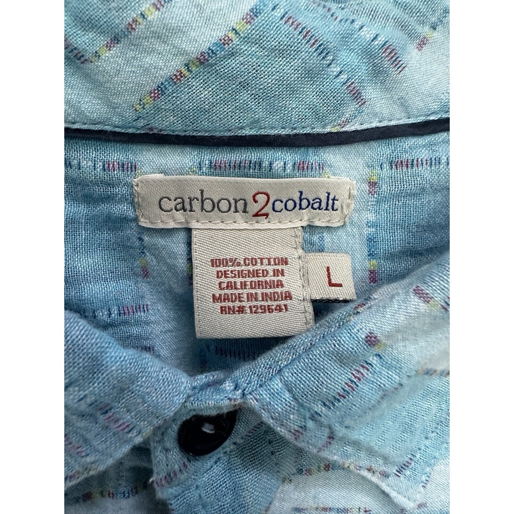 Carbon 2 Cobalt Shirt Men Large Blue Colorful Geometric Soft Flannel Lightweight - Picture 4 of 7